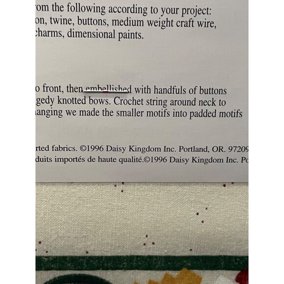 Vintage 1996 Daisy Kingdom No-Sew Fabric Applique Country Cut-Outs Raggedy Chris - Picture 11 of 11